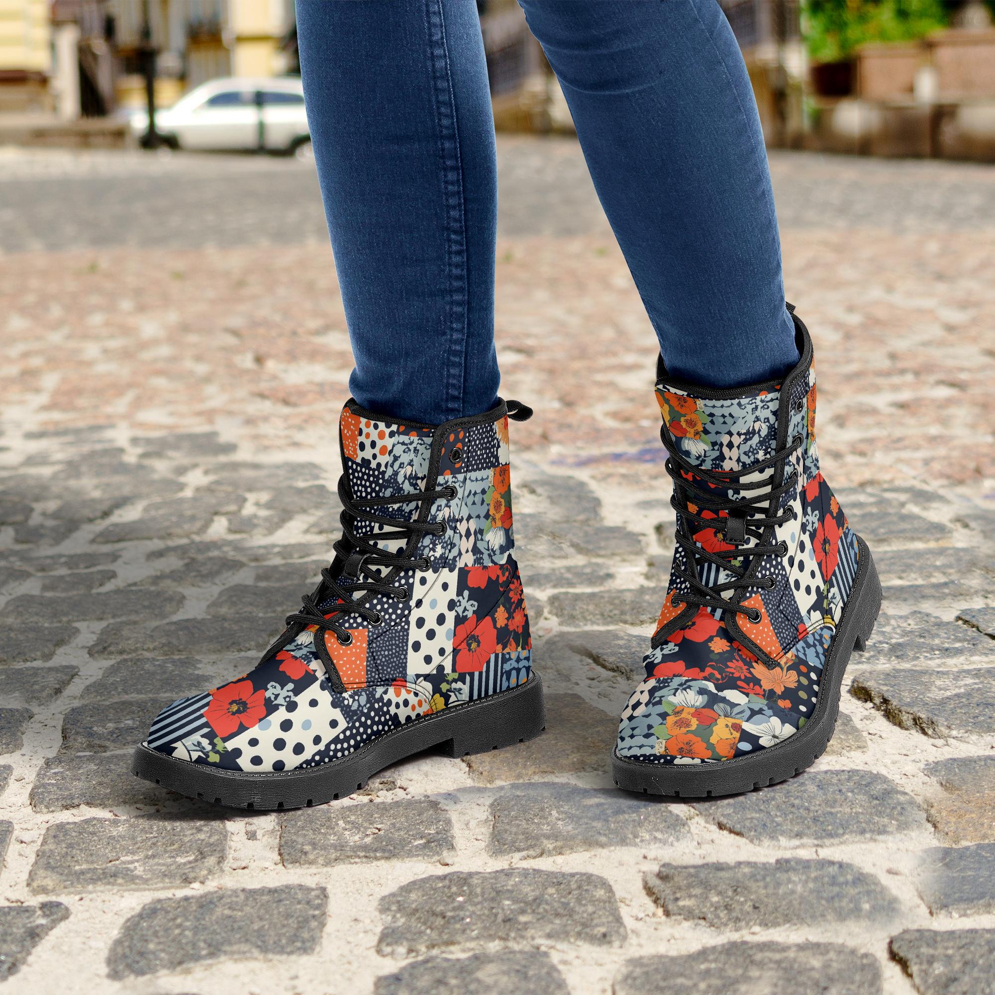 NWOT Unisex Colorful Patterned Leather Lace-Up Shoes Amazing Pretty Floral Leather Shoes Rare Find – Spring Step  main image 2