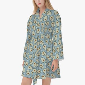 Albornoz suave para mujer y hombre, bata con diseño de aguacate, bata de sauna para mujer, bata unisex con estampado de aguacate, bata de hombre