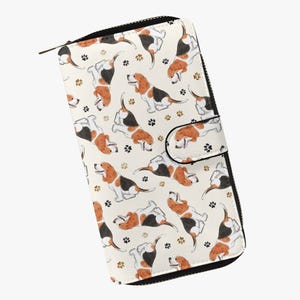 Cartera motivo Beagle, cartera mujer beige, cartera con retrato de perro, cartera para amantes de los perros, cartera con estampado Beagle