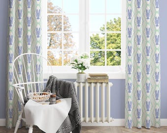Lobster Kitchen Curtain Set – Curtains with eyelets lobster pattern in pastel – Maritime curtains living room – Scandi country house style window decoration