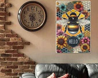Funny metal sign bee - vintage metal sign garden decoration | decorative sign garden, fun sign beekeeper, retro garden sign, bee sign house