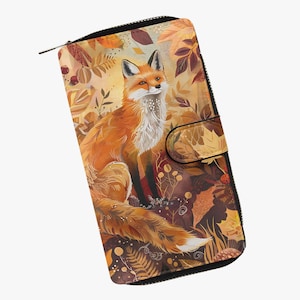 Encantador bolso de animales del bosque, billetera de zorro mujer, billetera con motivo animal, idea de regalo amante del zorro, accesorio de mujer animal del bosque