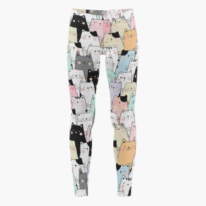 Bunte Katzenmuster Kinder Leggings – süße Cartoon Katze Yogahose für Mädchen – bequeme elastische Kinderhose für Alltag & Freizeit