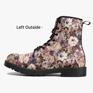 Leather boots for women and girls - Floral ankle boots in brown-beige - Floral boots with floral pattern, girls&#39; boots floral design