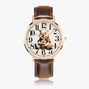 Reloj de cuero para mujer Winnie the Pooh, reloj de pulsera vintage Pooh Bear, reloj para niños Winnie the Pooh, reloj nostálgico para mujer, regalo para fans de Winnie the Pooh
