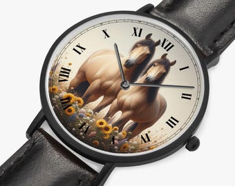 Modische Pferdemotiv Armbanduhr Pferdeuhr für Mädchen Lederuhr