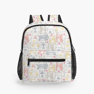 Mochila infantil con motivo de gato - mochila infantil para niñas con dibujos de gatos, mochila para niños en edad preescolar, regalo para guardería y jardín de infantes,