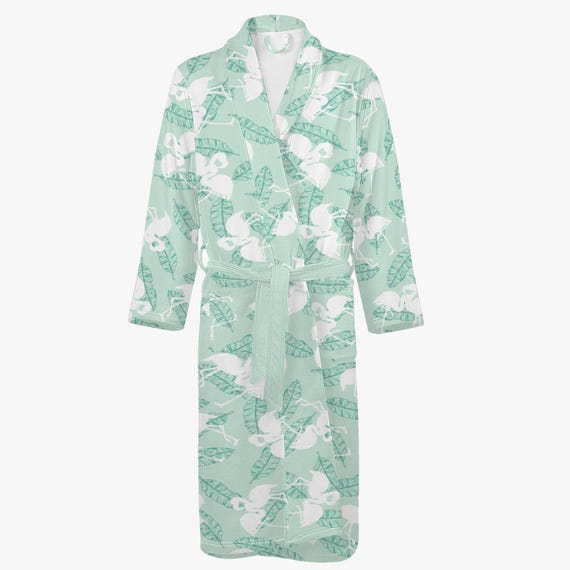 mint green dressing gown Striped Baby Dressing Gown with Recycled Cotton, TRANSAT Family Capsule Collection