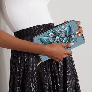 Cartera para mujer con diseño de polilla azul | Cartera con Polilla Mística | Cartera gótica para mujer | billetera de niña