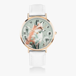 Fox motif wristwatch | Forest animal children&#39;s watch fox | Women&#39;s watch fox design | Fox watch with leather strap | Girls&#39; watch animal motif | Fox gift