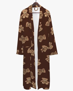 Fluffy Women's and Men's Teddy Bear Bathrobe, Brown Teddy Design Dressing Gown, Sauna Women's Bathrobe, Bear Pattern Robe, Men's Bathrobe
