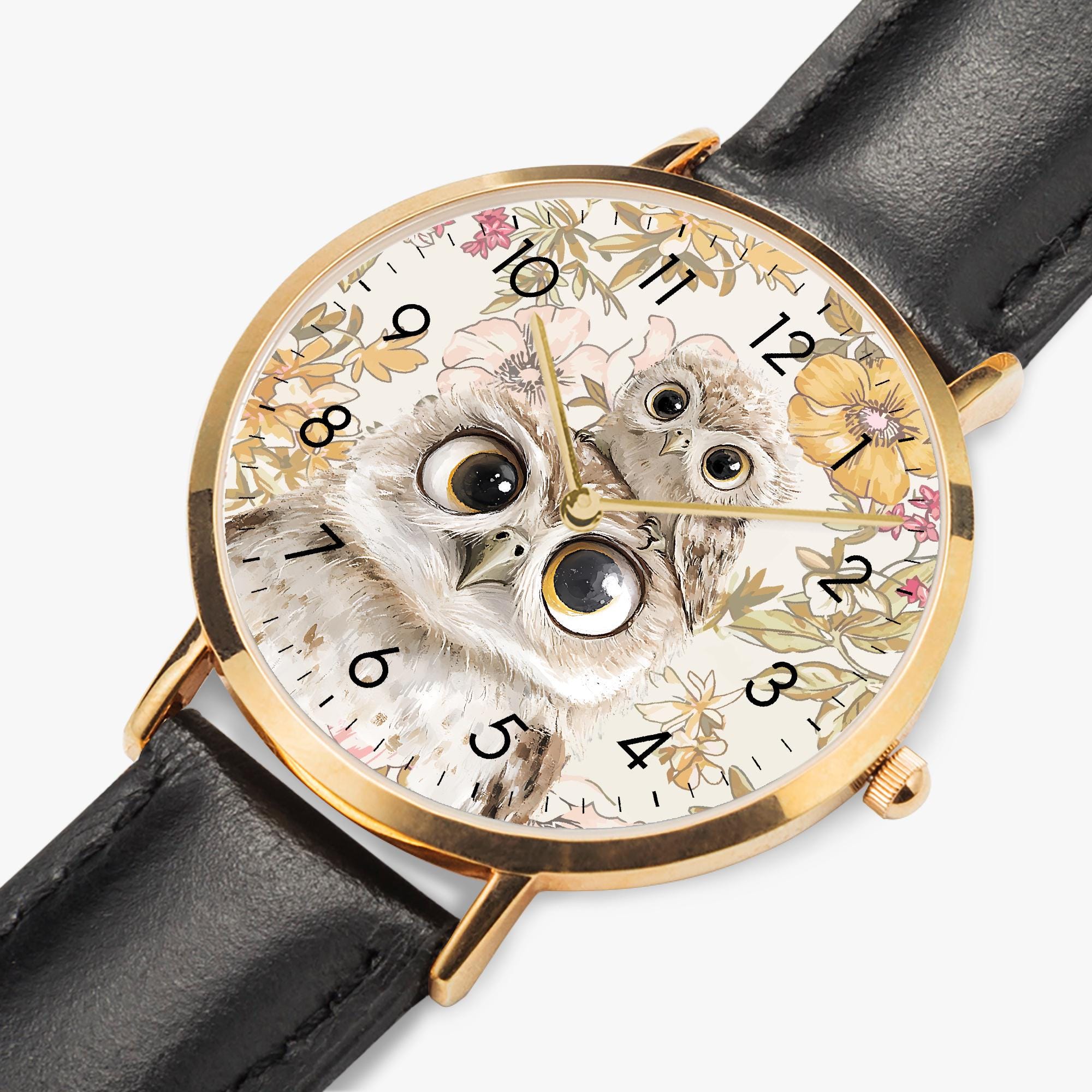 Rose Gold Owl Dial Women\'s Watch - Crystal Accents ASCOT GOLD AND OXBLOOD RED LEATHER LADIES WATCH OWL watches main image 4