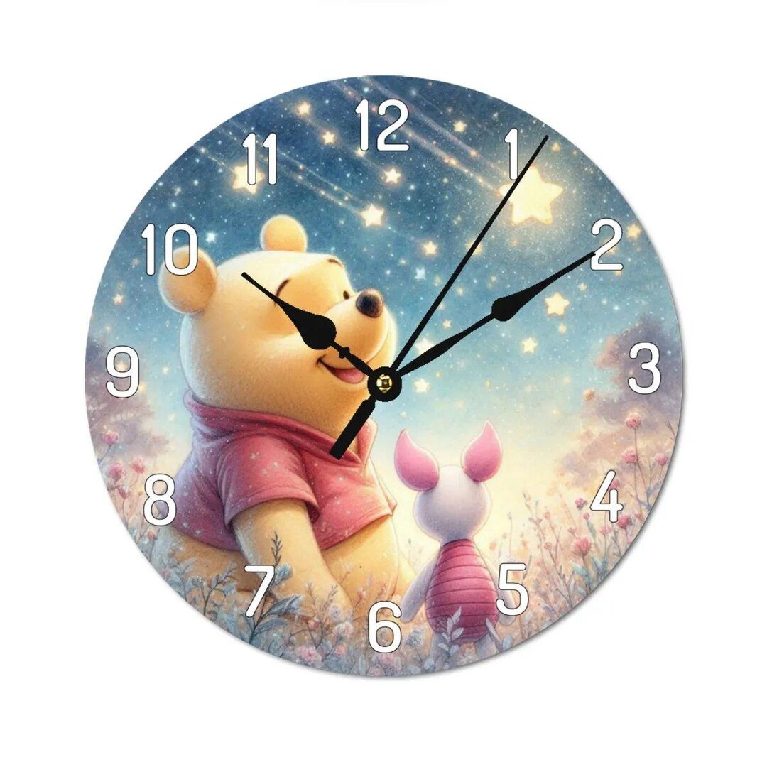 Cute Winnie the Pooh Children's Clock Girls' Wall Clock With Starry Sky ...