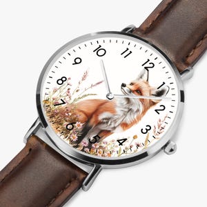 Fox wristwatch for women and children, cute girls&#39; watch with forest animal motif, gift for girls & nature lovers, nature motif watch