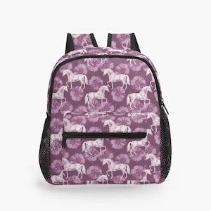 Sac à dos enfant motif cheval – Sac à dos violet pour fille – Maternelle, jardin d'enfants, cadeau pour les fans de chevaux, sac à dos maternelle motif cheval