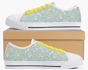 Lemon Sneakers Women – Summer Low Top Canvas Shoes With Floral
