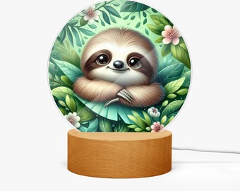 Babyzimmer Faultier Nachtlicht – LED Kinderzimmer Lampe mit niedlichem Dschungel Design | Geschenk zur Geburt, Babyparty & Kinderzimmerdeko