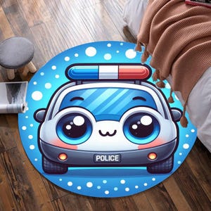 Alfombra azul de la guardería para niños, alfombra de los niños de la policía, alfombra de juego del coche, alfombra de los niños de dibujos animados, alfombra del piso del bebé, regalo para los niños
