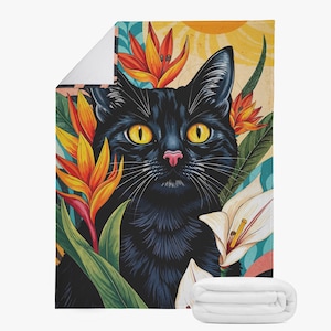 Fluffy blanket for children, cat lover blanket, colorful blanket for cats art, soft sofa blanket for children&#39;s room, baby blanket for stroller,