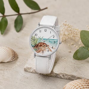 Turtle Wristwatch for Women – Sea Turtle Watch, Beach & Ocean Motif, Nautical Ladies' Watch, Gift for Animal Lovers