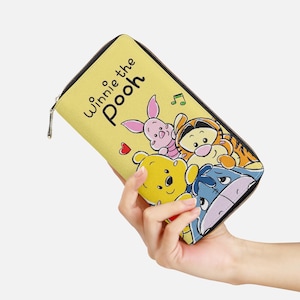 Cartera amarilla de Winnie the Pooh para mujer, cartera de Winnie the Pooh, monedero para niños, cartera de dibujos animados de oso Pooh para mujer, regalo para ella