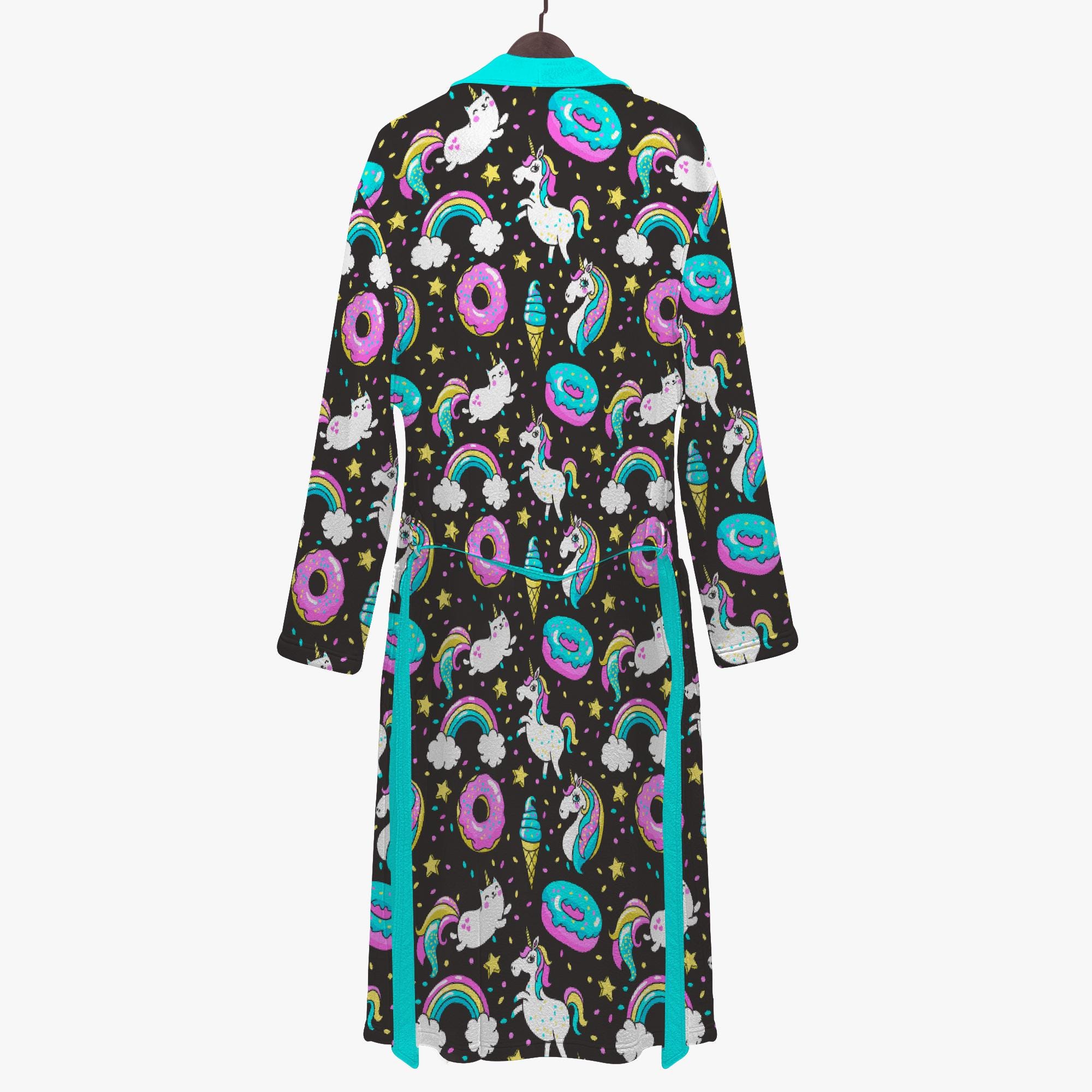 Accappatoio Corto Donna Novastar Maniche Lunghe - Morbido Poliestere, Stampa Gatto Carino, Con Cintura, Taglie S-XL