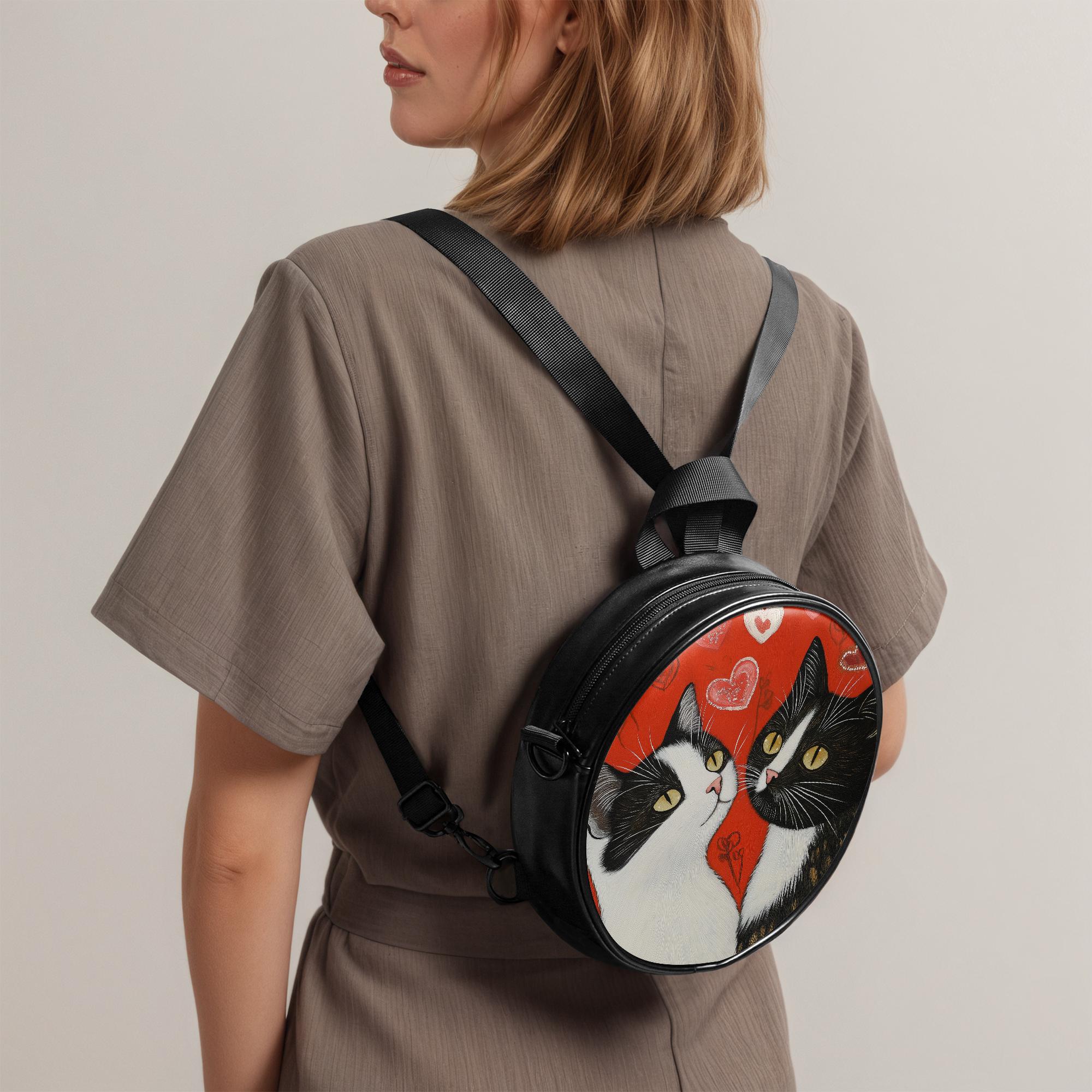 Black Cat Bag Women Round Shoulder Bag Handbag Backpack 3 in  display picture 3