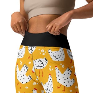 Leggings Mujer Estampado de Pollos, Leggings Divertidos de Cintura Alta, Leggings Infantiles Pollos de Dibujos Animados, Leggings Niña con Estampado de Pollos, Diseño de Pollos