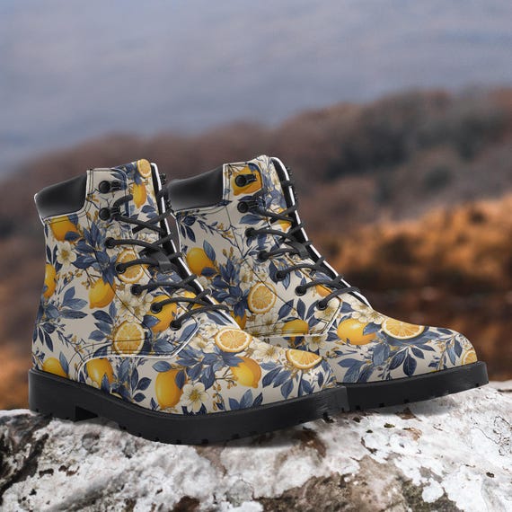Zitronen Vintage Stiefel Lederstiefel mit Frucht Design Citrus