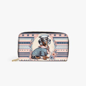 Cartera para mujer con diseño de perro salchicha marítimo | Cartera con motivo de perro salchicha | Cartera con motivo de perro para mujer | Cartera de niña con perro salchicha