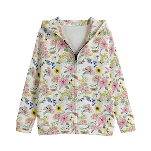 Kids Floral Print Sweatshirt – Unisex Cotton Hooded Jacket for Girls & Boys, Toddler to Teen Spring