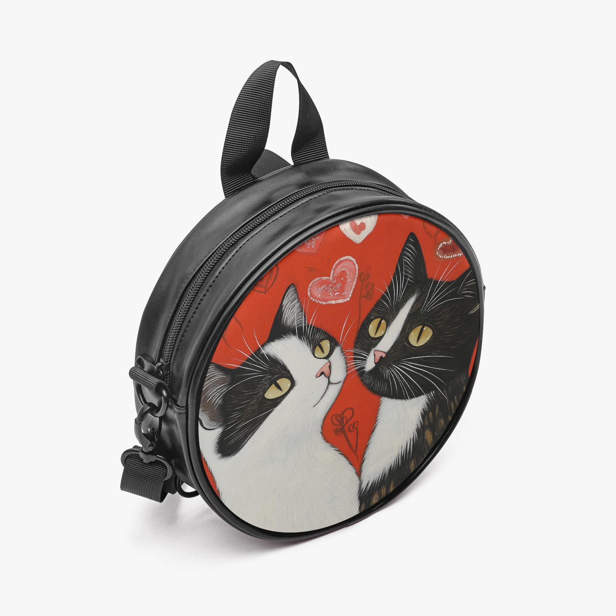 Black Cat Bag Women Round Shoulder Bag Handbag Backpack 3 in 