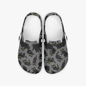 Zuecos divertidos para hombre y mujer con gato de dibujos animados, zuecos infantiles con estampado de gato, sandalias unisex con estampado de gato, idea de regalo para amantes de los gatos
