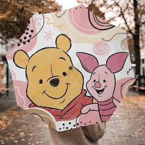 Girls&#39; Winnie the Pooh Piglet Umbrella – Cute Cartoon Umbrella for Girls and Women | Foldable Kids Umbrella | Gift Idea for Fans
