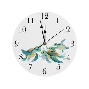 Children&#39;s wall clock turtle, sea animal clock wood, ocean wall clock, wooden clock for children, children&#39;s clock with turtle motif, animal clock sea animals