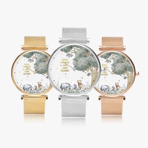 Modern Winnie the Pooh ladies watch | Stylish wristwatch in gold, silver, rose gold | Pooh Bear design watch for women, gift for her