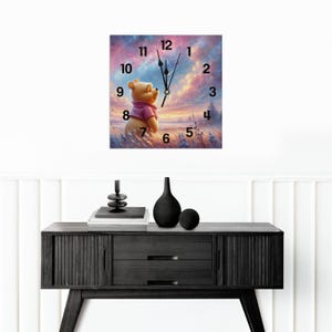 Square girls&#39; clock Winnie the Pooh, Winnie the Pooh children&#39;s clock, Pooh Bear decorative clock, wall clock for children&#39;s room, Winnie the Pooh children&#39;s clock, gift idea