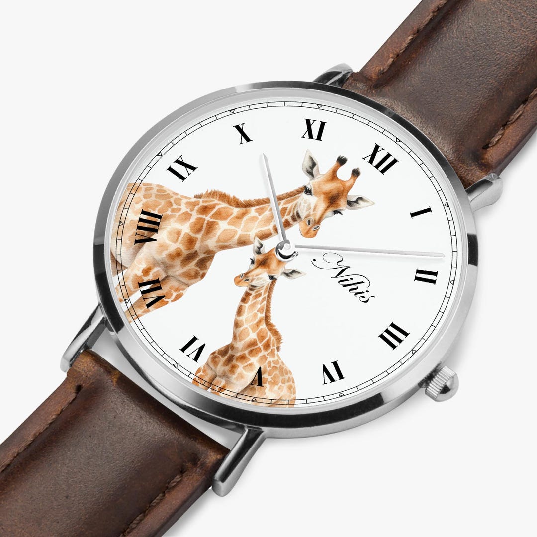 Timeless Ladies Watch With Leather Strap and Giraffe Motif Nature ...