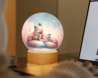 Dimmable night light, fox design, acrylic night light, LED children's room lamp, children's room decor, animal motif night lamp, gift for children