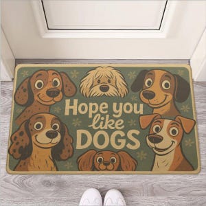 Lustige Fußmatte Hunde Cartoon, Hope You Like Dogs, Eingangsmatte Hundebesitzer, Geschenk Hundefans, Türmatte Haustier, Hundeliebhaber Deko