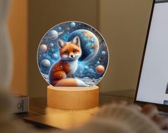 Fox night light for children | Space lamp LED | Galaxy light for children's rooms | Gift for animal lovers | Fox decorative lamp