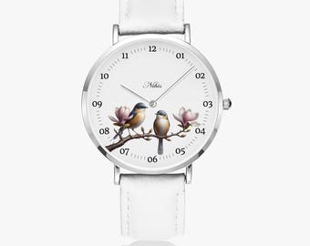 Women's wristwatch with animal motif, leather watch with bird design, children's watch with animal design, modern watch with leather strap, gift for animal lovers