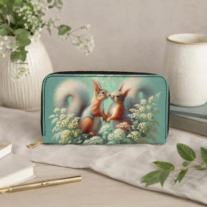 Eichhörnchen Geldbörse Damen – Süße Wallet mit Eichhörnchen Motiv, Tierliebhaber Portemonnaie, Geschenkidee