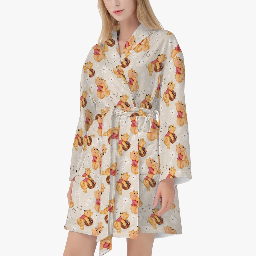 Cozy Winnie the Pooh bathrobe * Women's and men's dressing gown * Fluffy housecoat with belt * Sleep & loungewear gift