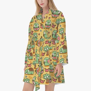 Albornoz esponjoso de tortuga para mujer y hombre, bata con divertido diseño de tortuga, bata de sauna para mujer, bata con estampado de animales kawaii