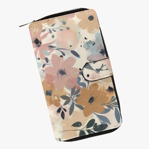 Cartera con diseño floral beige | Cartera con estampado floral | Cartera floral | Cartera con estampado floral | Regalo para mujeres