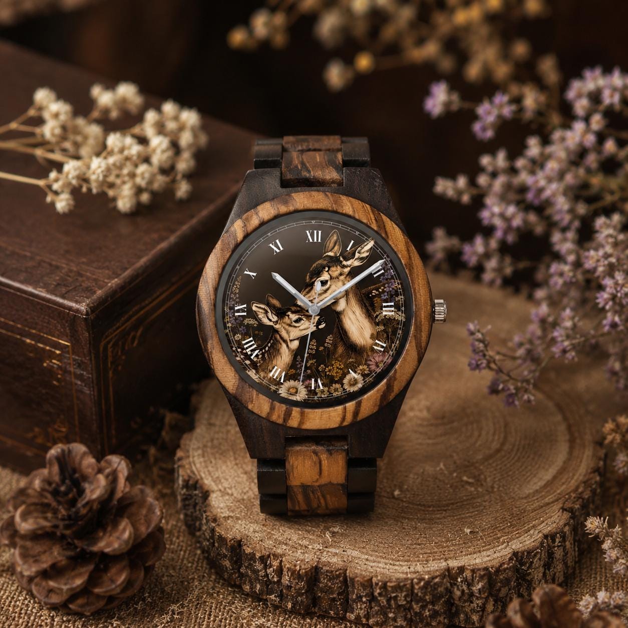 Wooden Watch for Men and Women Made of Indian Ebony Wood – Deer