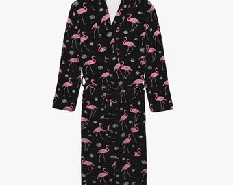 Cozy Flamingo Design Bathrobe for Women Flamingo Pattern