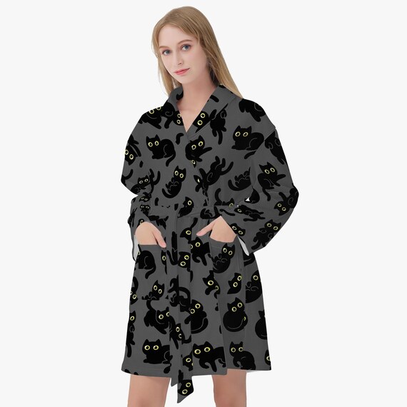 knee length dresses for ladies Custom Dressing Gown with Your Cat's Face