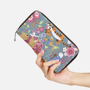 Cartera de Winnie the Pooh, colorida cartera para mujer con Tigger y Piglet, cartera con cremallera, ideal como regalo para fans de Winnie the Pooh y almas nostálgicas.